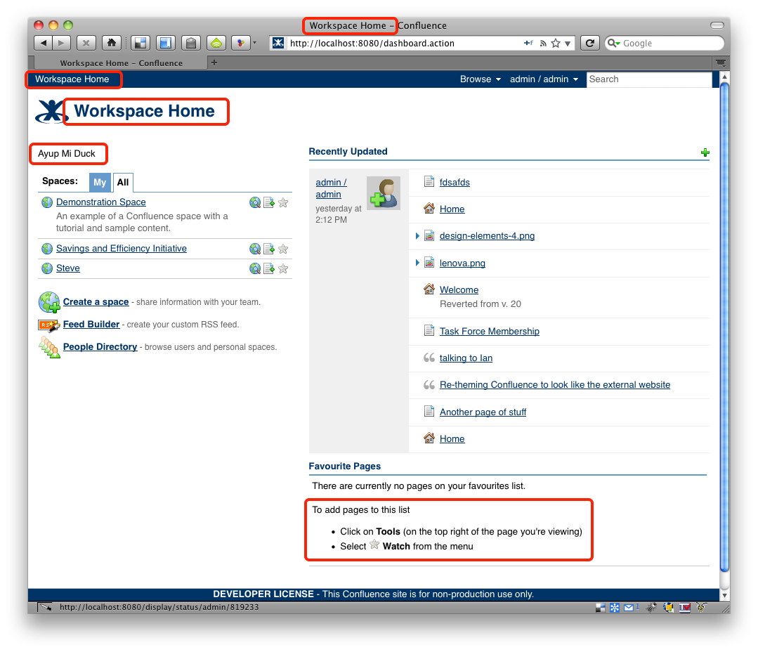 Confluence Dashboard Confluence Dashboard