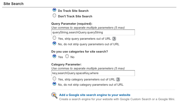 Settings - Site Search