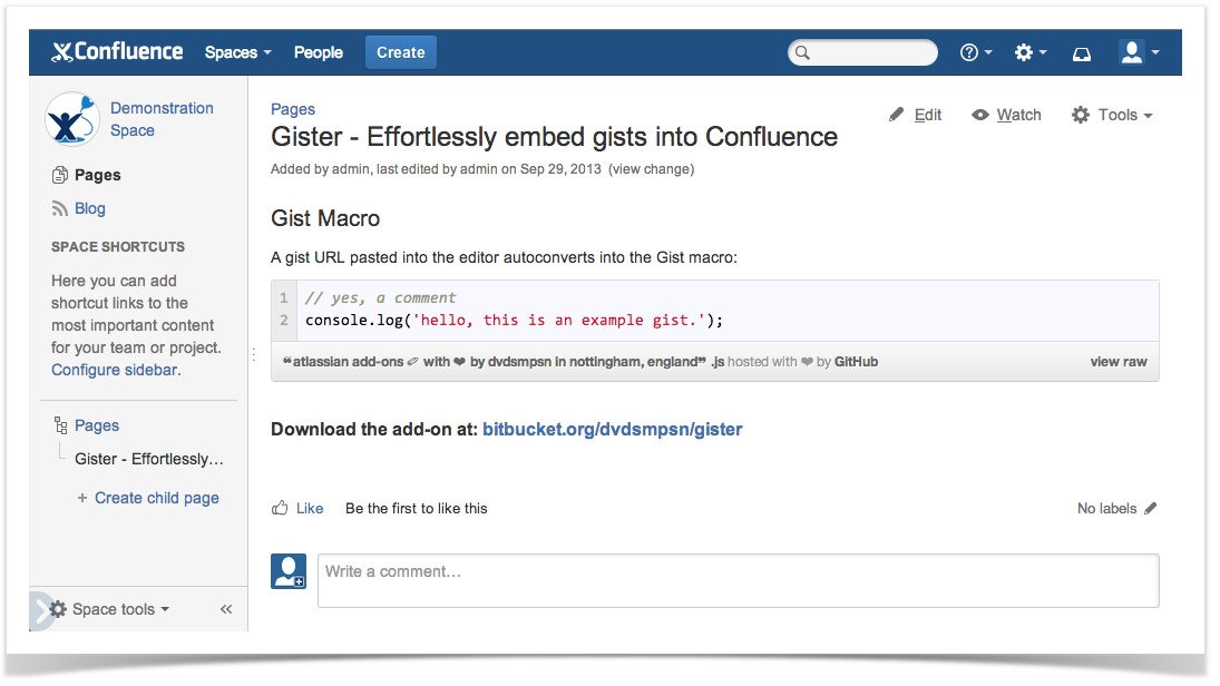 Gister for Confluence - Effortlessly embed gists into Confluence ...